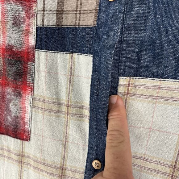 Origami Dress Size S Denim Patchwork Quilt Midi Oversized Lagenlook Cottagecore - Picture 10 of 16